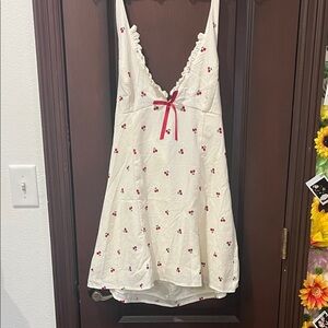White and Red Floral Women's sun dress